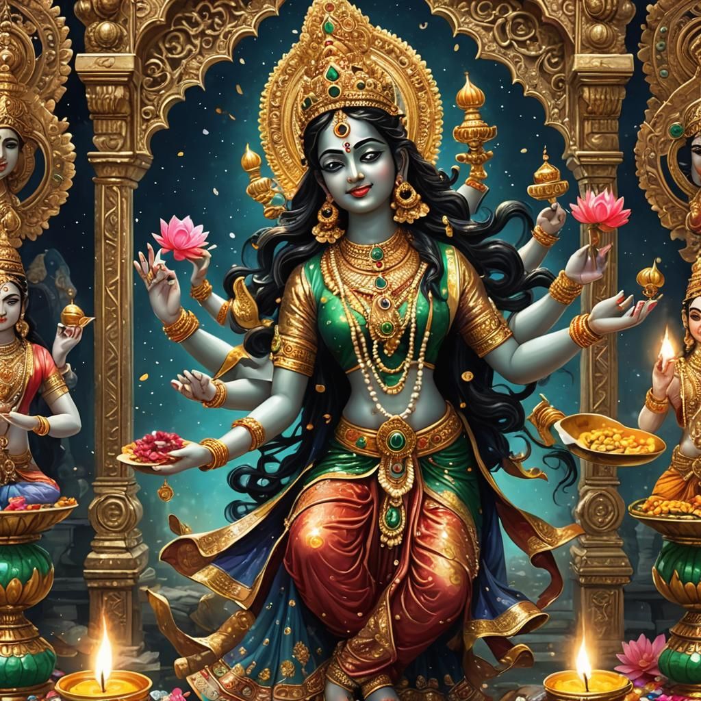 Goddess Laksmi Dancing in Hindu Temple