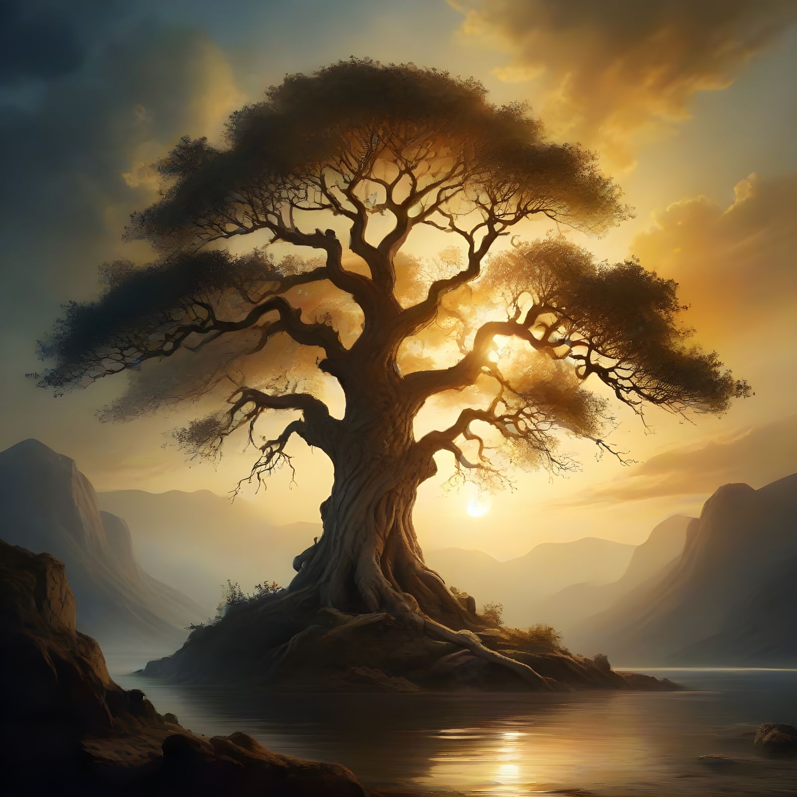 Tree of Life in Chiaroscuro Masterpiece