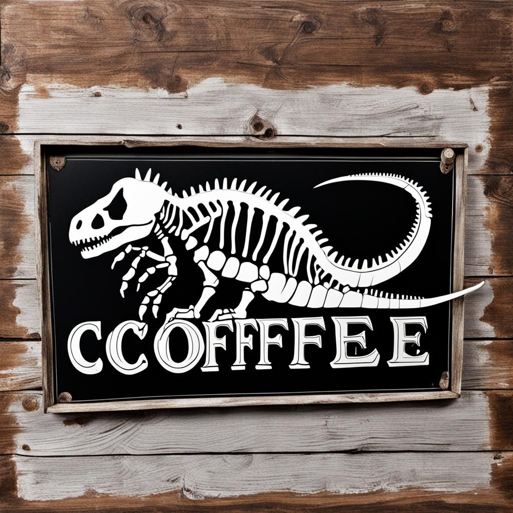 Skeleton Dinosaur Coffee Sign