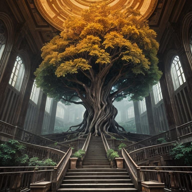 Ancient Oak Reclaims Art Deco City, Cubist Fauvism