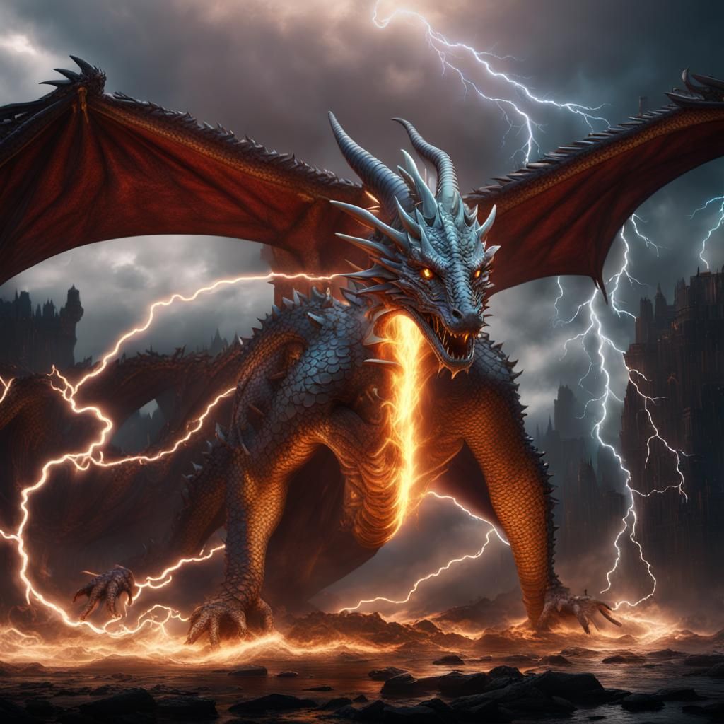 Dragon Unleashing Lightning: Fantasy Concept Art