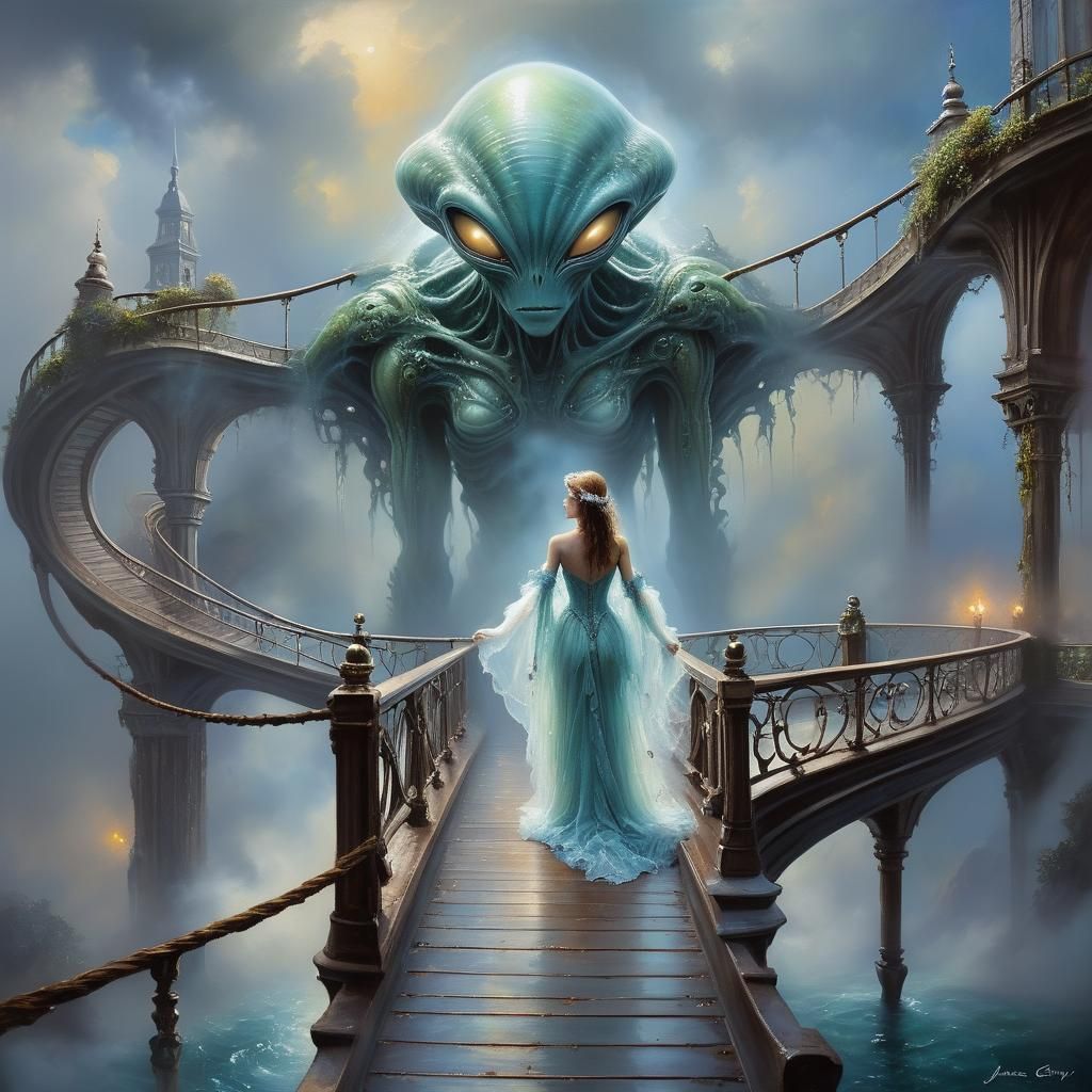 Water Alien on Catwalk in Ethereal Fantasy Style