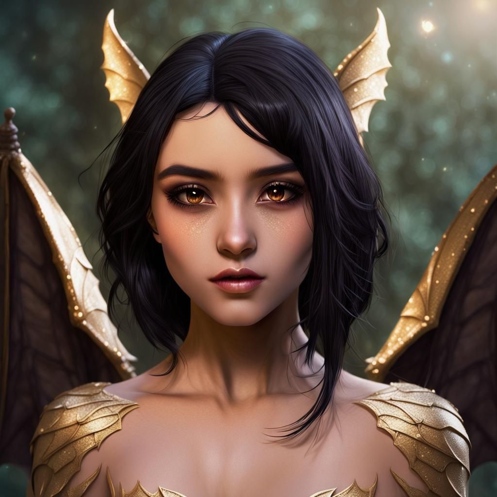 Ethereal Fantasy: Female Fae with Bat Wings