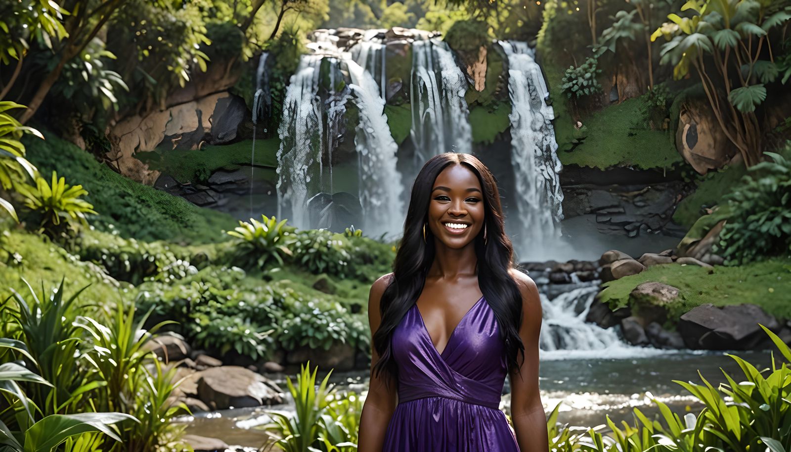 Beautiful African Woman in Green Landscape: Ultra-Realistic ...