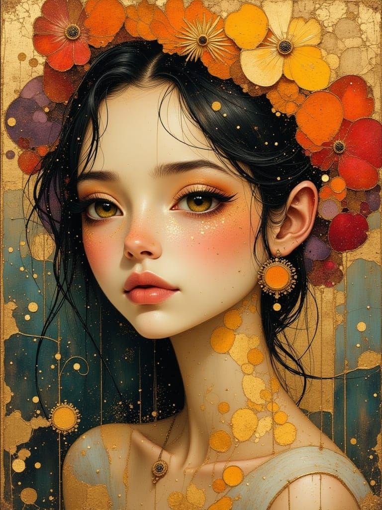 Colorful Portrait of a Beautiful Woman in Hyperreal Style