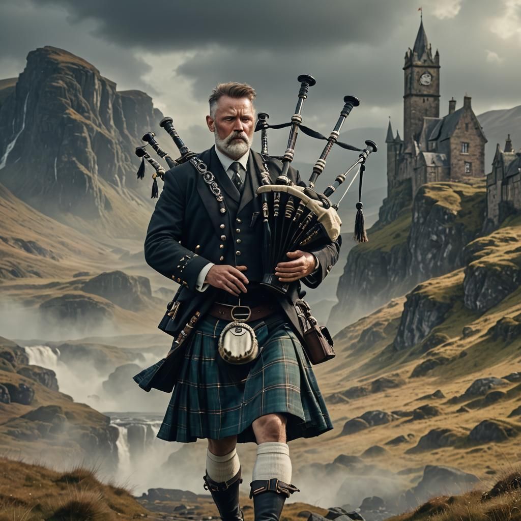 Scottish Man wearing Gordon Dress Kilt