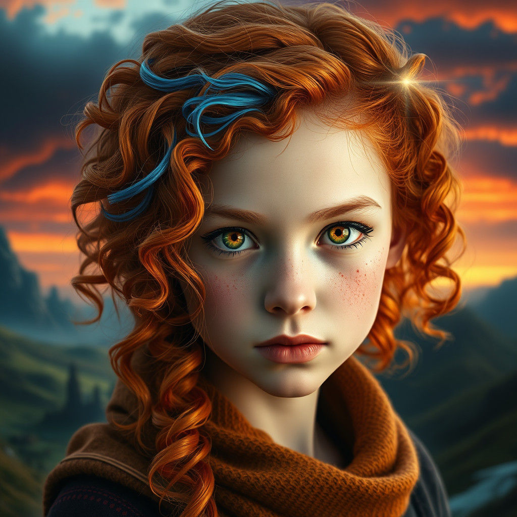 Fantasy Girl with Gold and Bronze Eyes