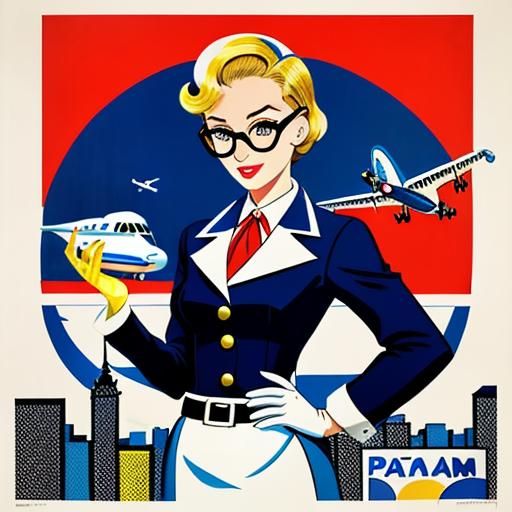 Pan Am Business Card in 1950s Pop Art Style