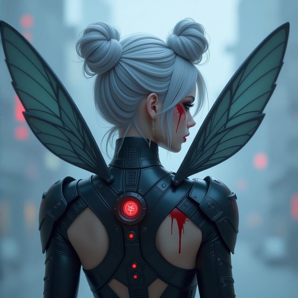 Cyberpunk Fairy Portrait in Tech Suit