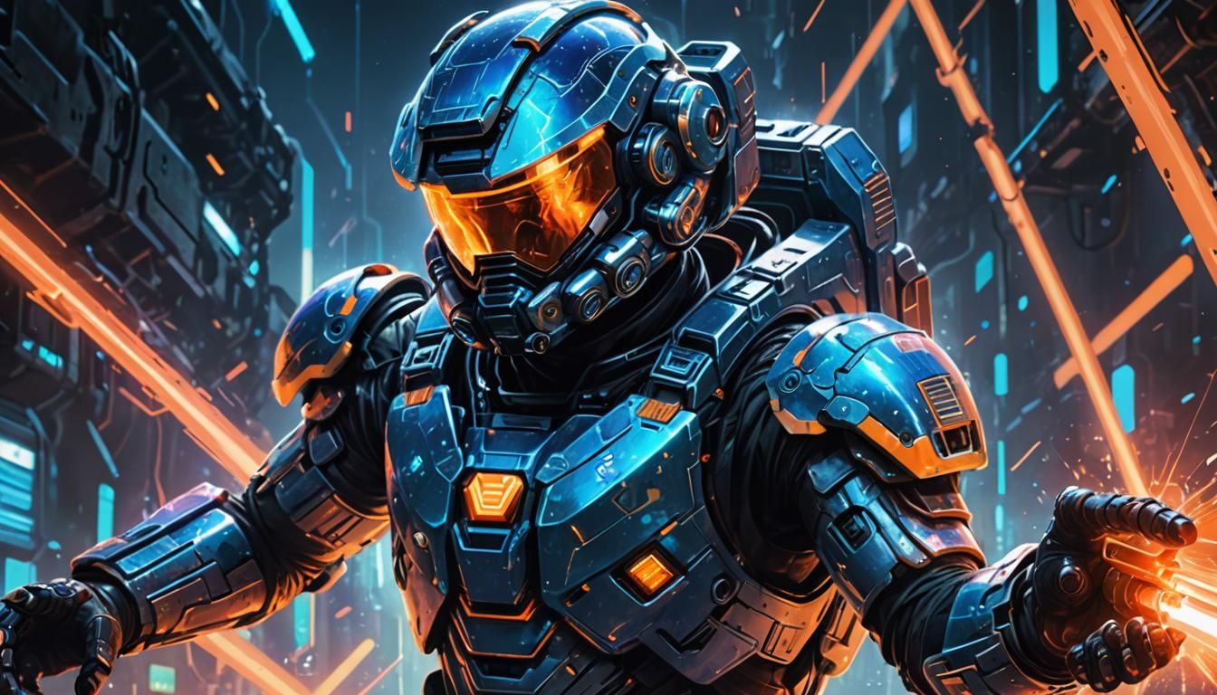 Futuristic Soldier with Laser in Sci-Fi Concept Art