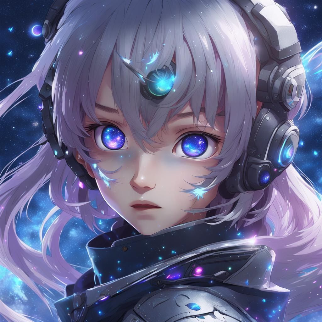 Anime Galaxy Eyes in 3D Digital Art