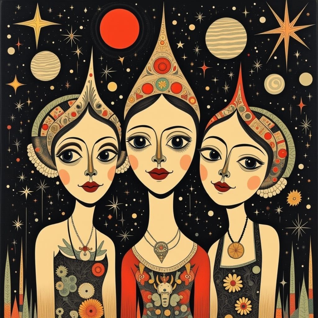 Ultra Cute Ladies of Ganymede in Art Deco Futurism