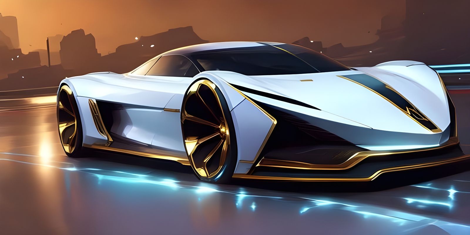 Elegant White and Gold Car with Icy Texture