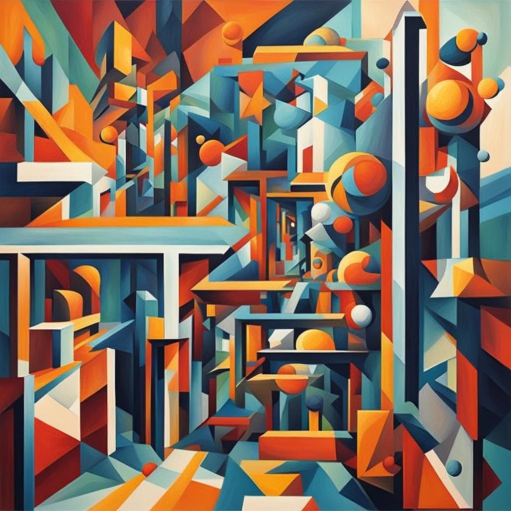 Humorous Art Gallery in Cubist Art Deco Style