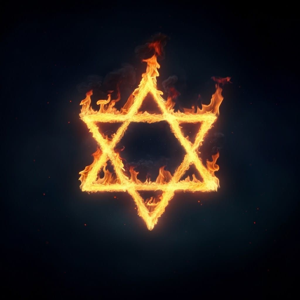 Glowing Star of David in a Night Sky