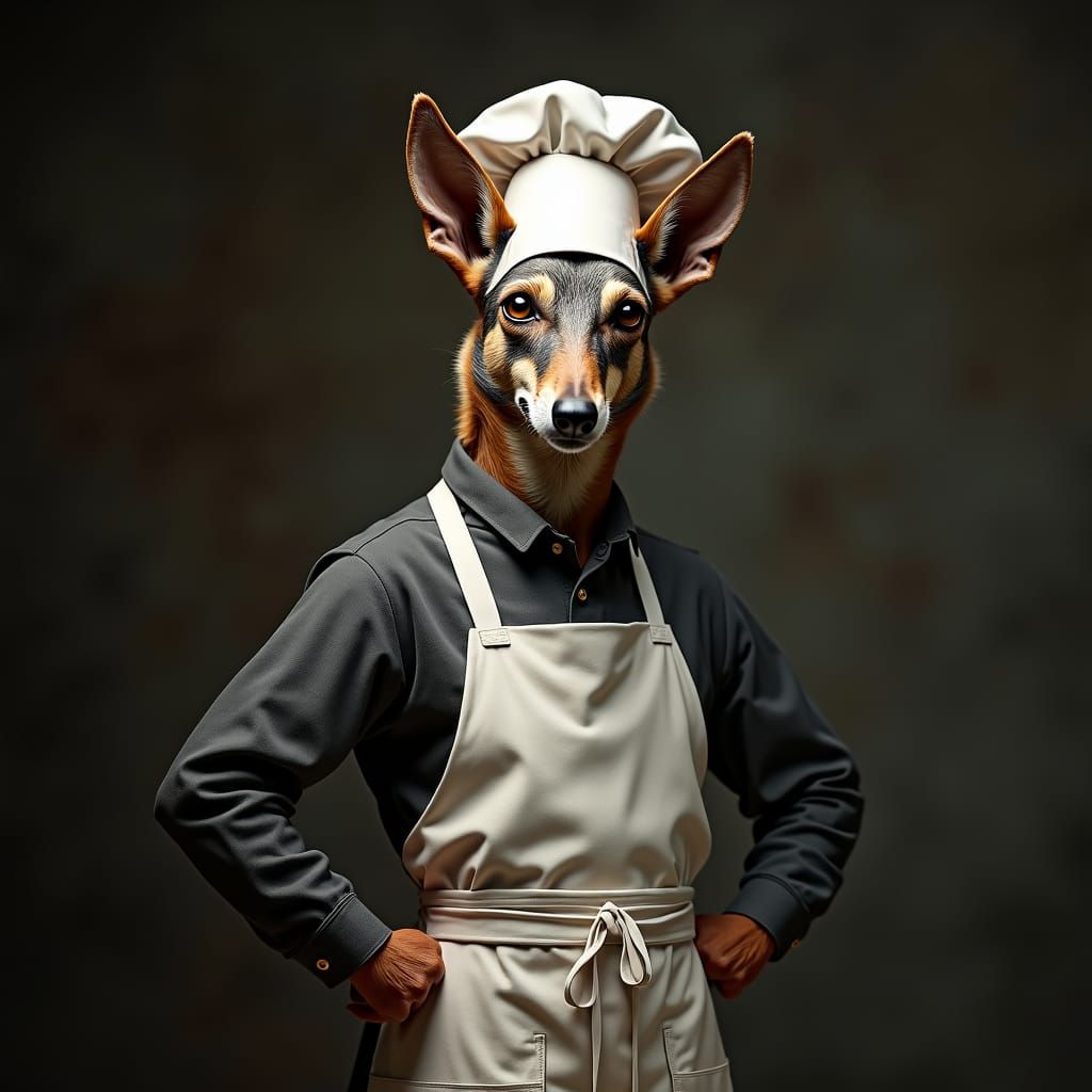 Greyhound Chef in Rembrandt-Inspired Chiaroscuro Lighting