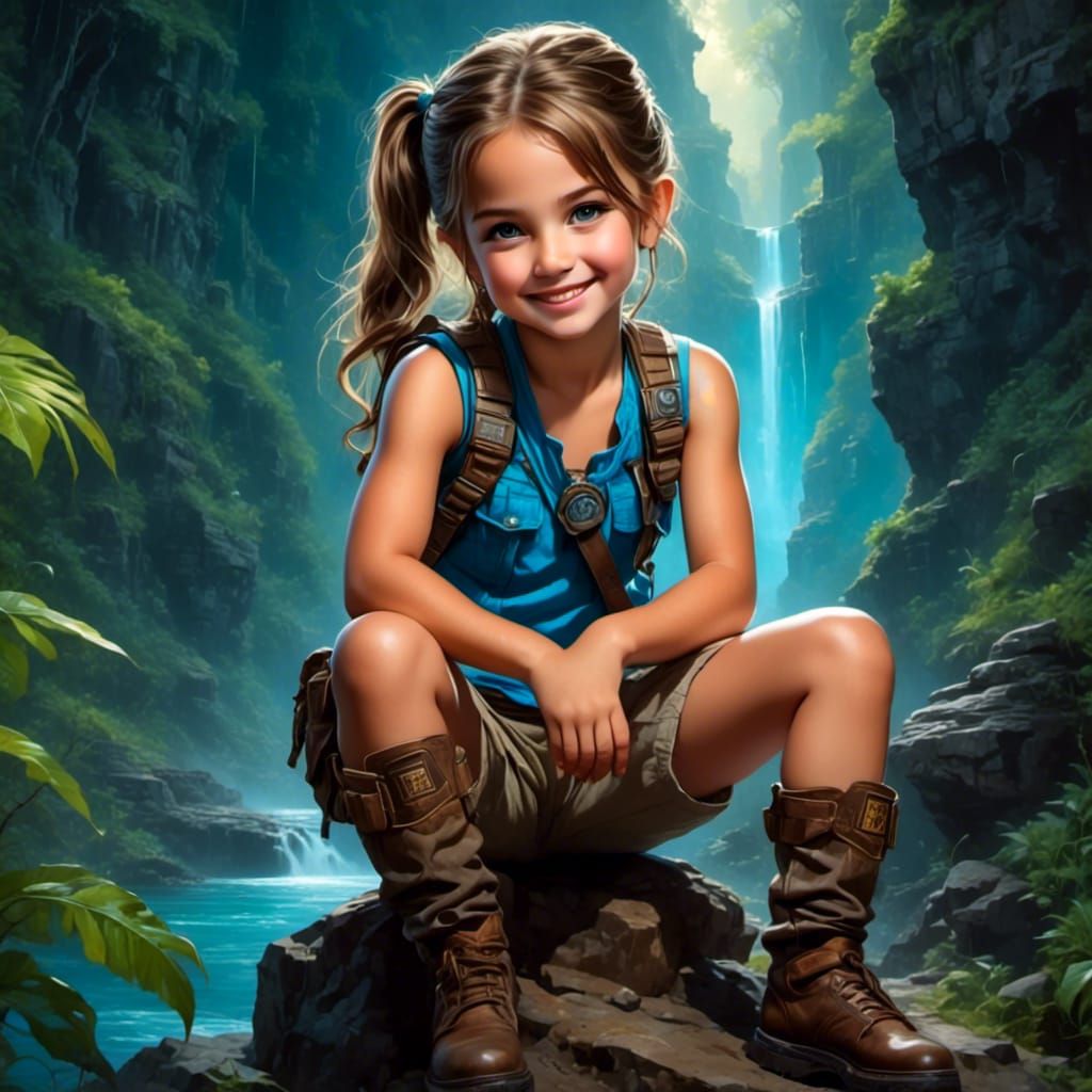 Steampunk Chibi Lara Croft in Aztec Ruins