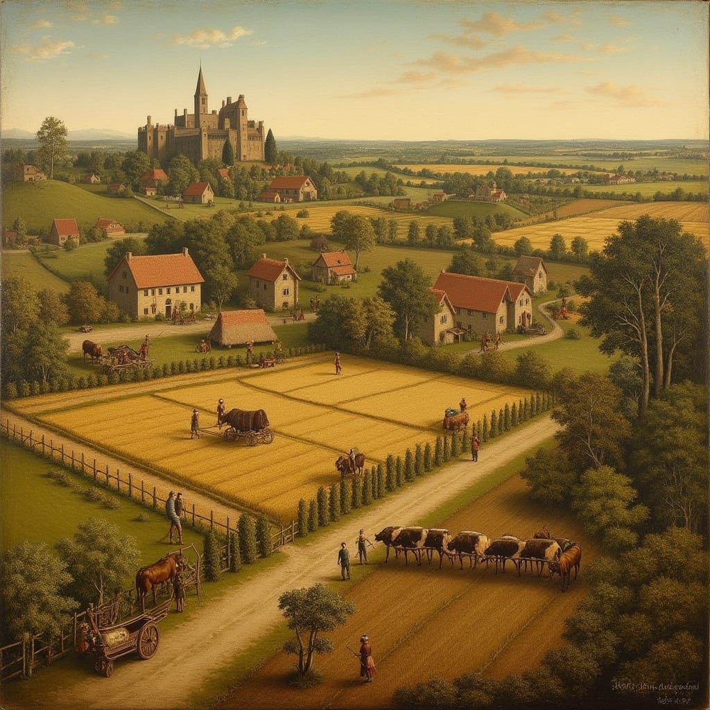Medieval Agricultural Landscape in Rustic Style