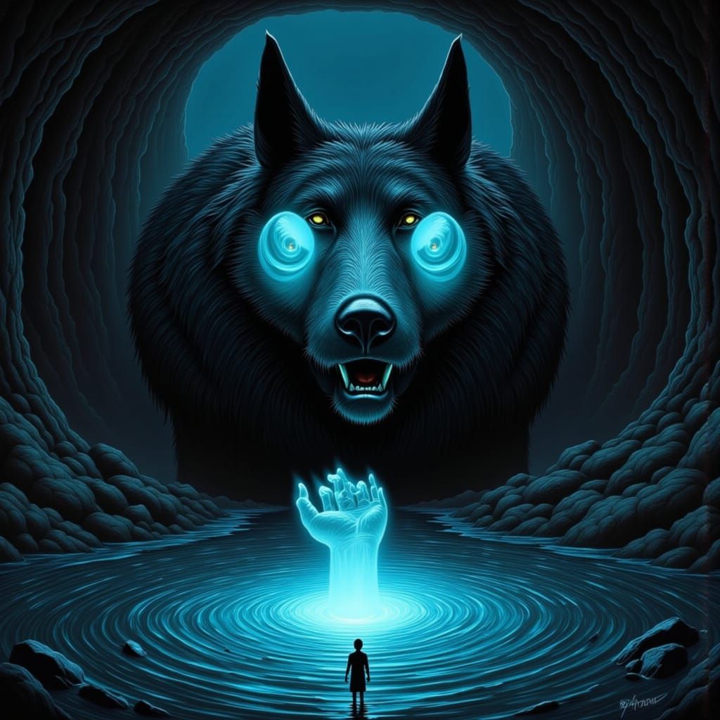 Ahuizotl Emerges from Moonlit Cenote in Bioluminescent Glitc...