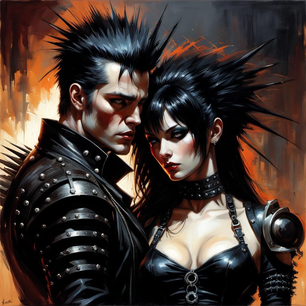 Gothic Punk Couple in Dark Fantasy Style