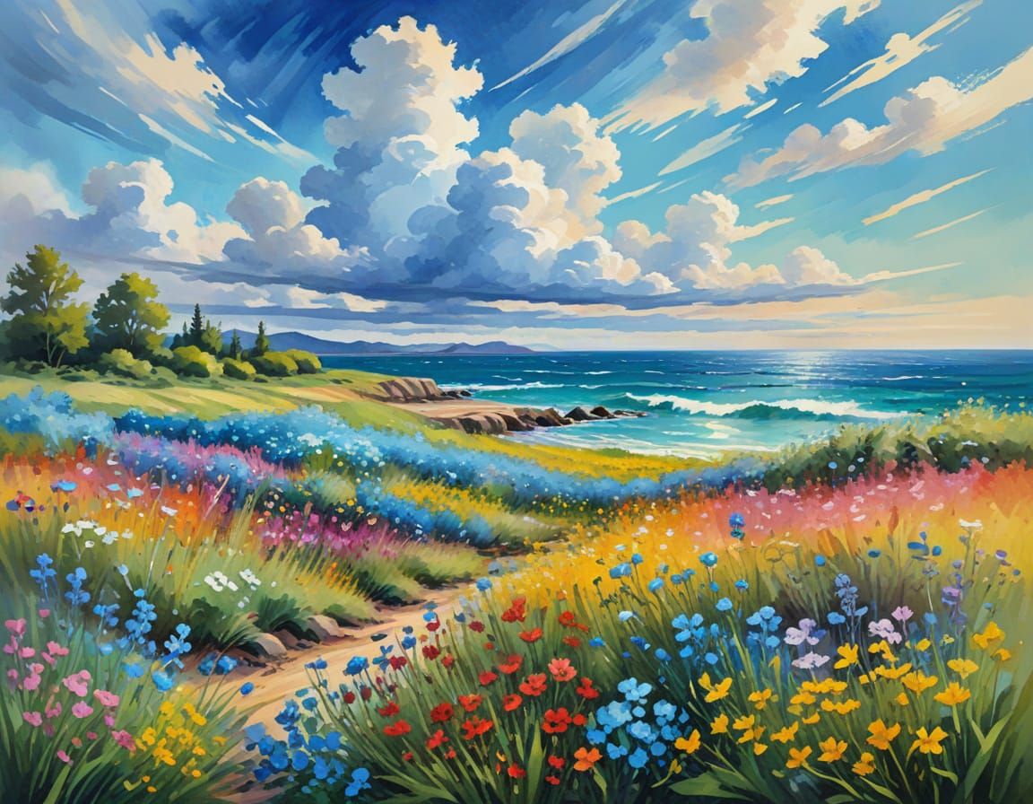 Vibrant Spring Blooms Under a Serene Blue Sky