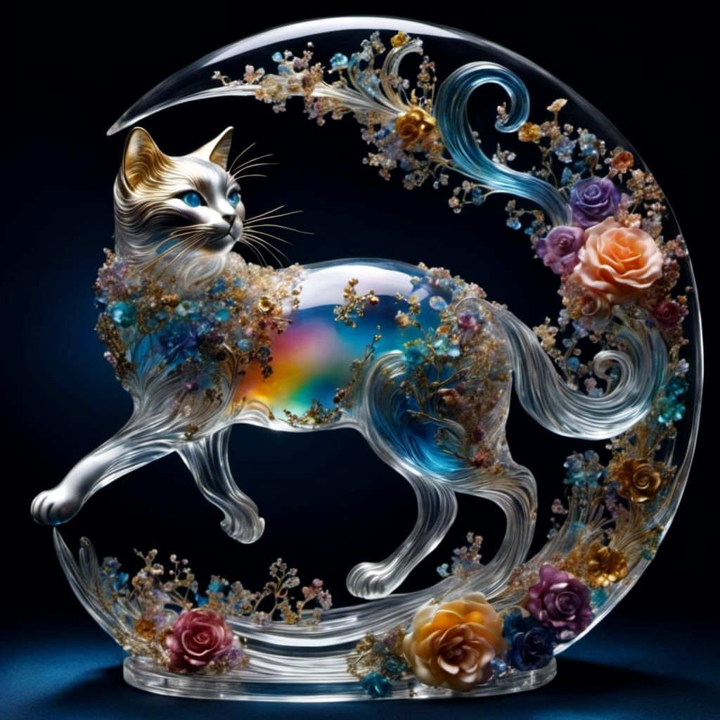 Rainbow Cat Jumps Over Moon with Gilding