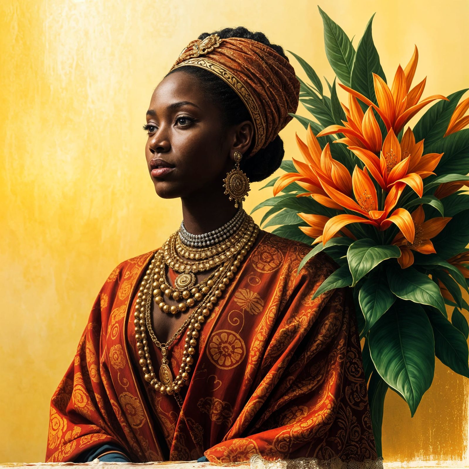 African Royalty Goddess in Afrocentric Splendor