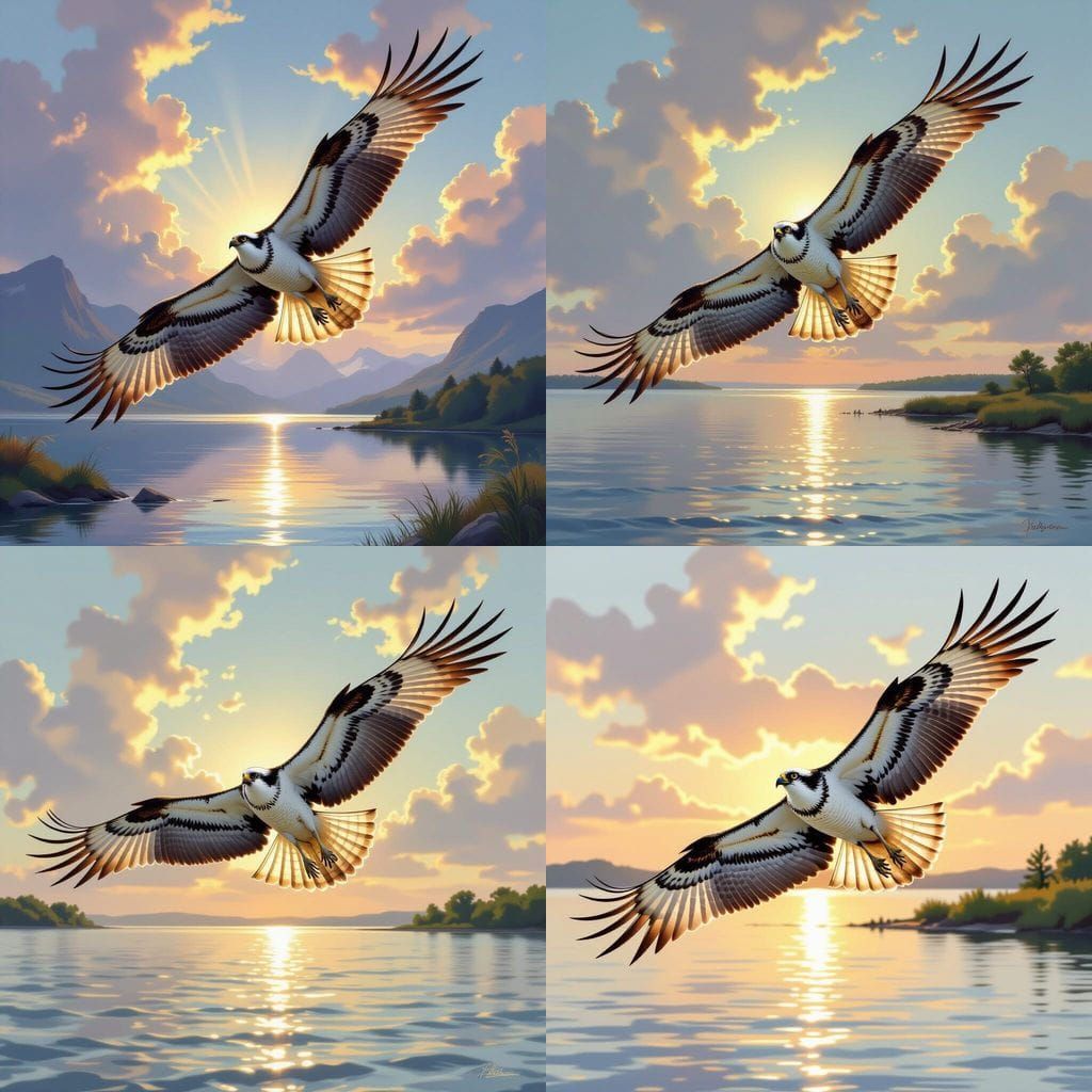 Osprey Soaring Above Shoreline