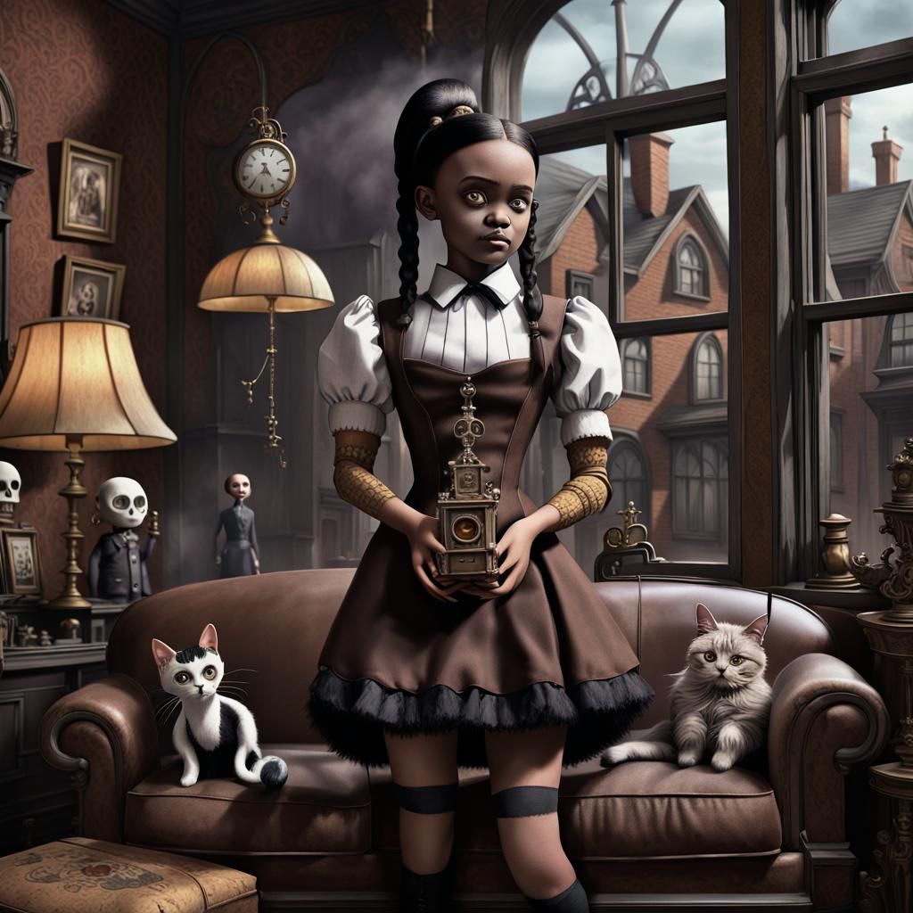 Steampunk Addams Family Portrait in Detailed Matte Painting