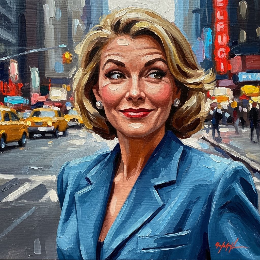 Woman's Amused Glance: Impasto Oil Portrait