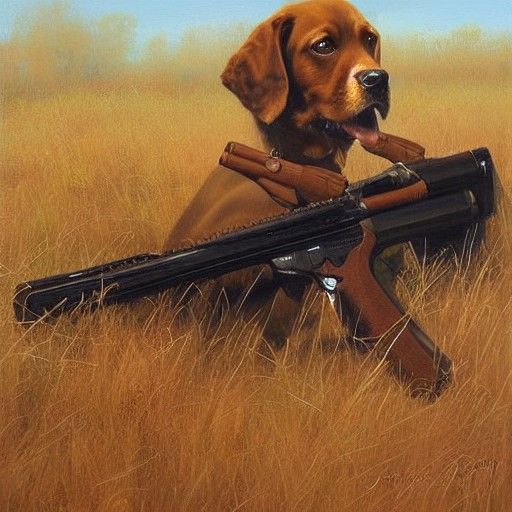 Gun Dog in Oil Painting Style