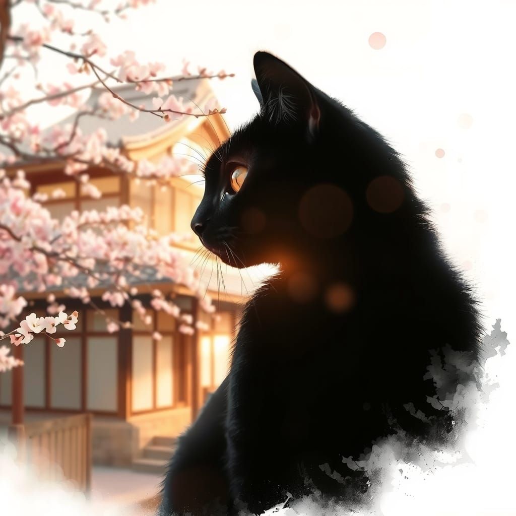 Black cat & Japanese house #1