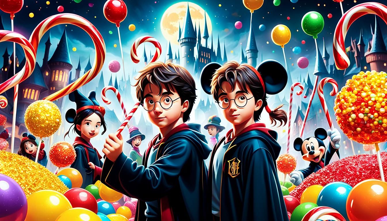 Disney and Pixar Candy Party in Digital Art Style