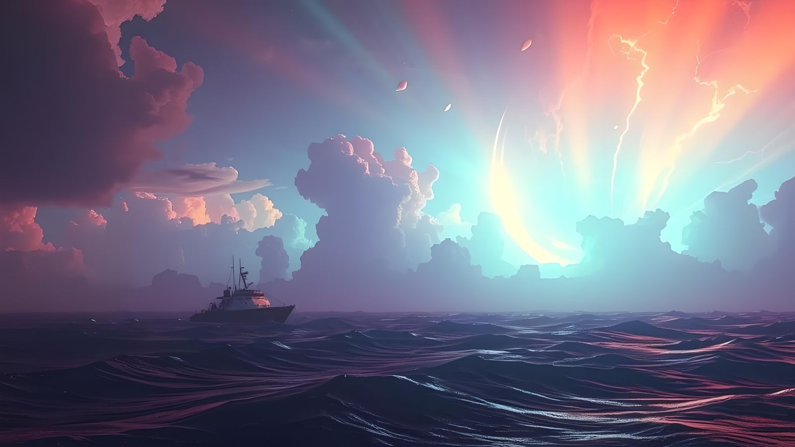 Neon Lightning Storm on an Alien Planet