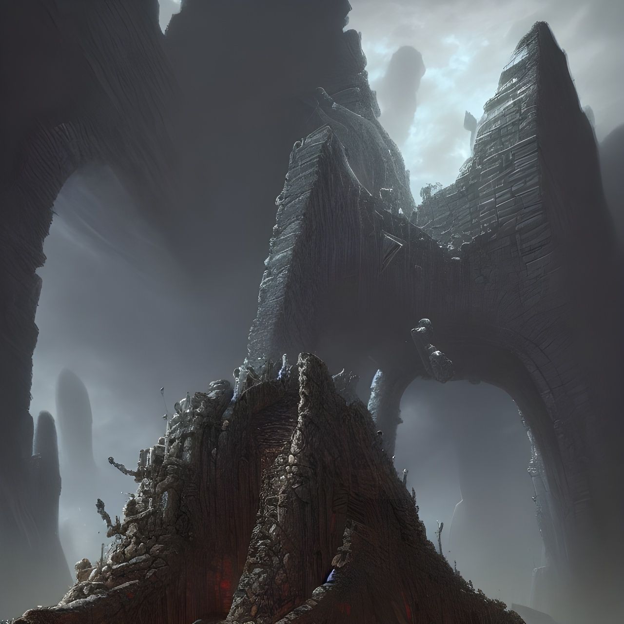 Epic Sci-Fi Fortress Concept Art in Deep Colors