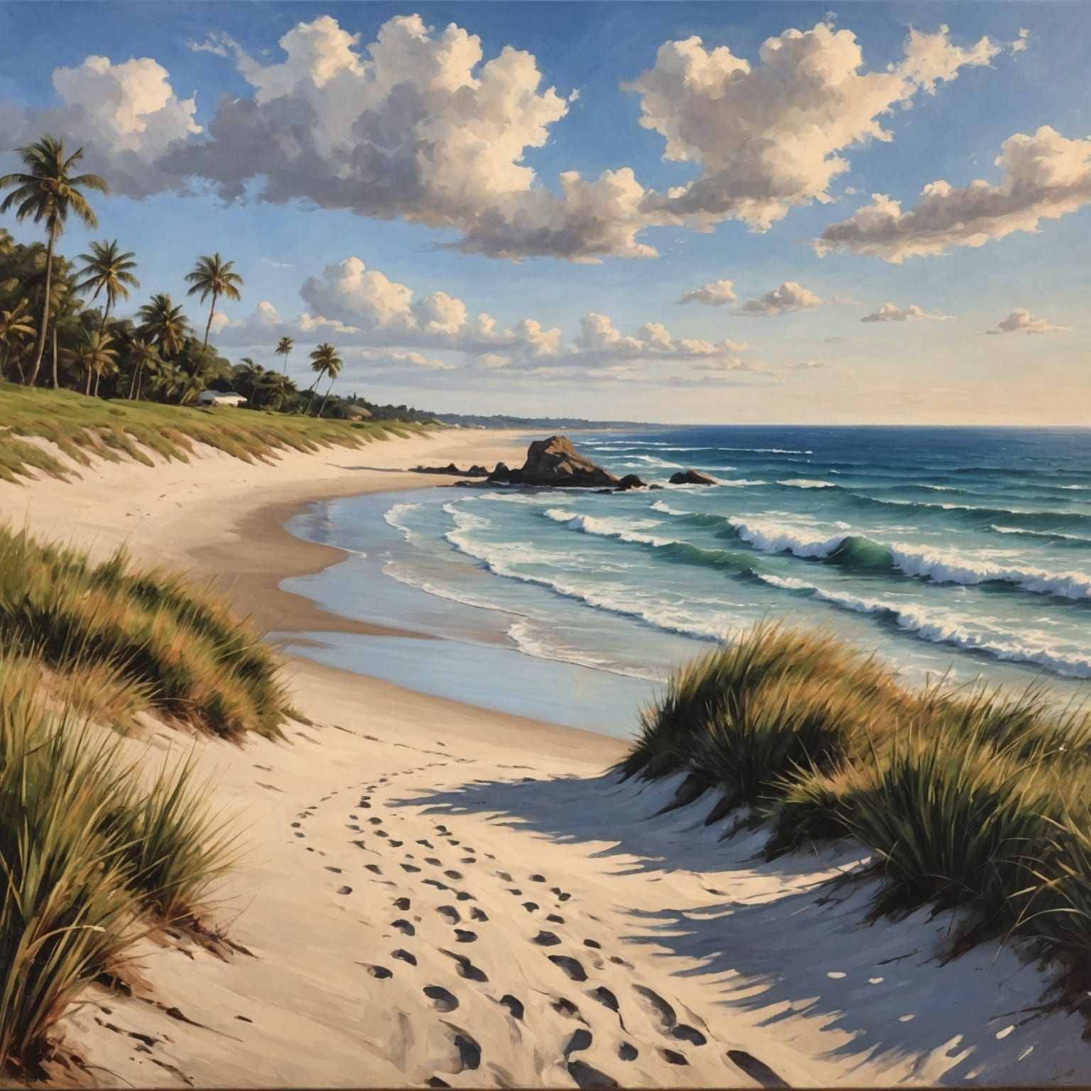 Seaside Serenity: An Oil Painting Beach Landscape
