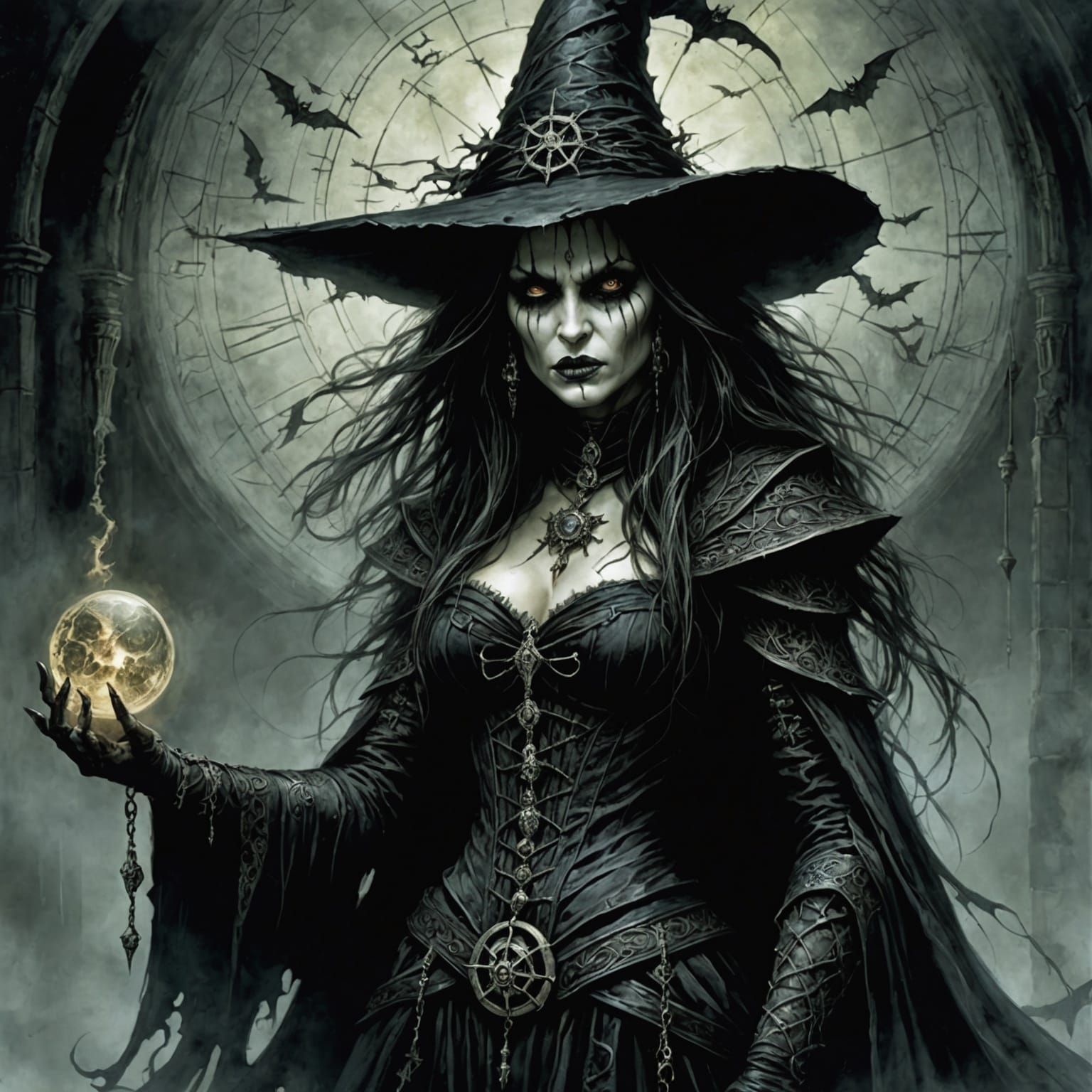 Nightmarish Witch in a Dark Fantasy Dreamscape