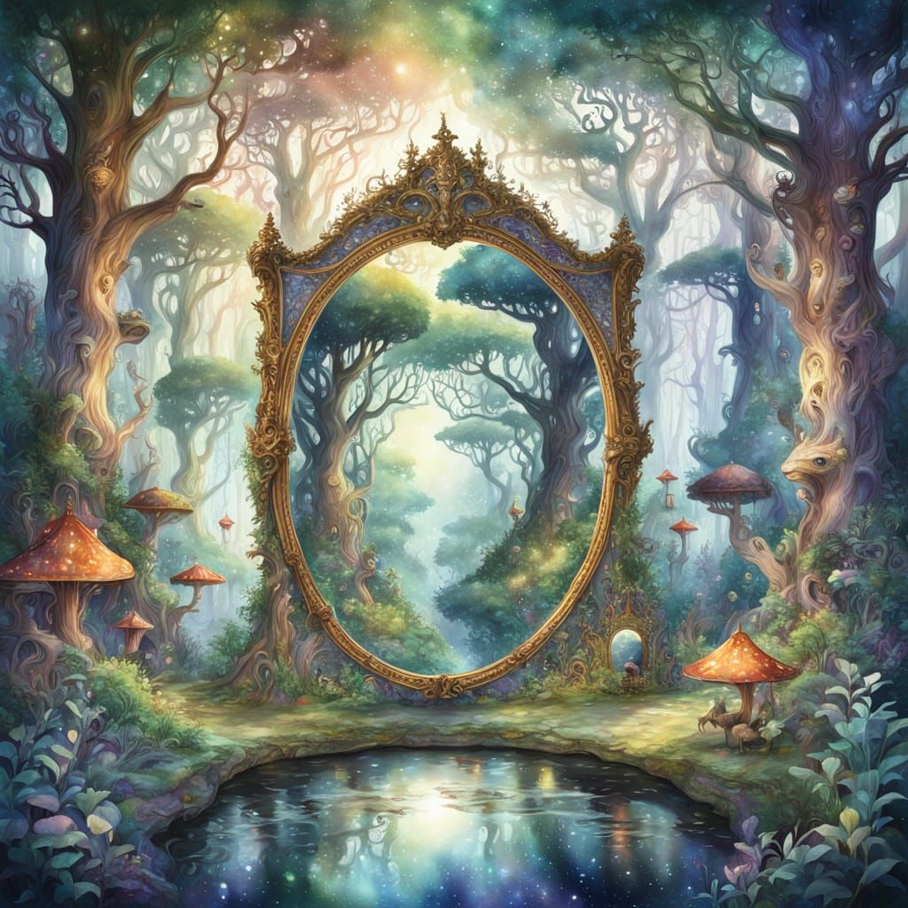 Enchanted Forest Mirror Reflecting Galaxy