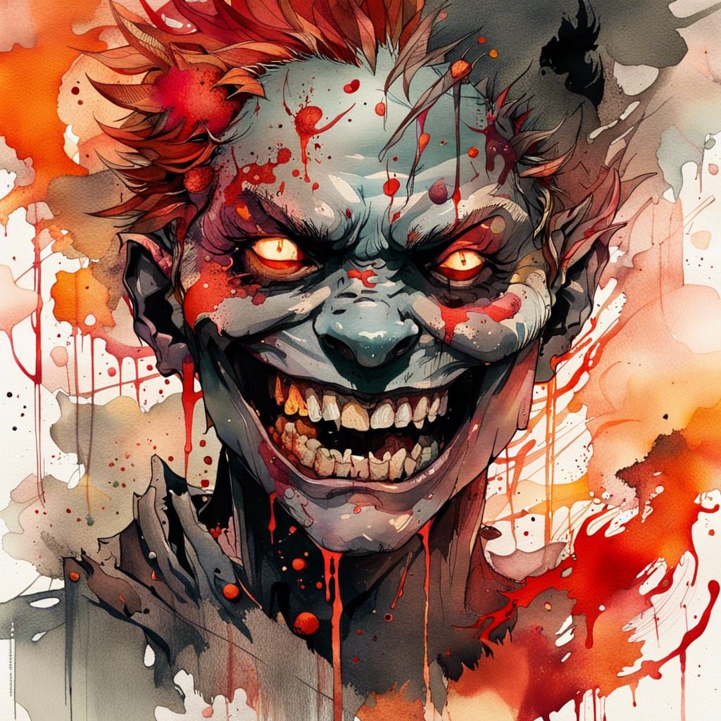 Zombie Pumpkins in Blood and Fire: Watercolor Manga Illustra...