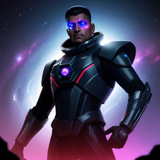 Galactic Law Enforcement Officer Stands Vigilant in Cosmic D...