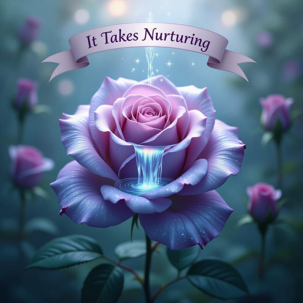 Ethereal Double Exposure: Rose in Enchanted Garden