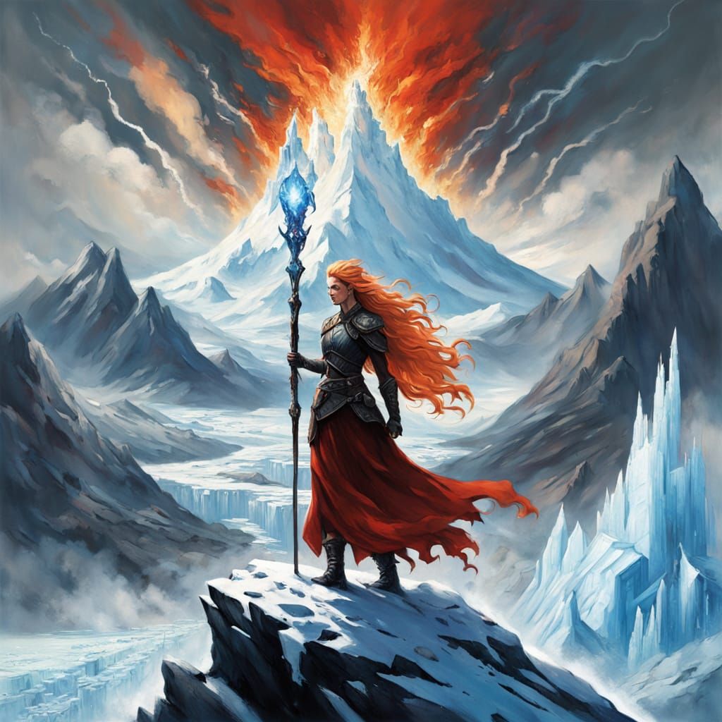 Goddess of Flame and Frost Ascends Epic Landscape