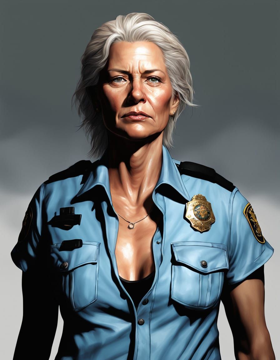 Cop in Hyperrealistic Mid Shot with Intricate Details