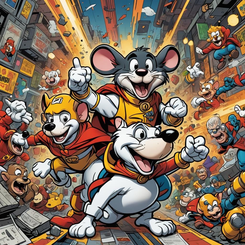 Dangermouse and Penfold in Comic Book Style