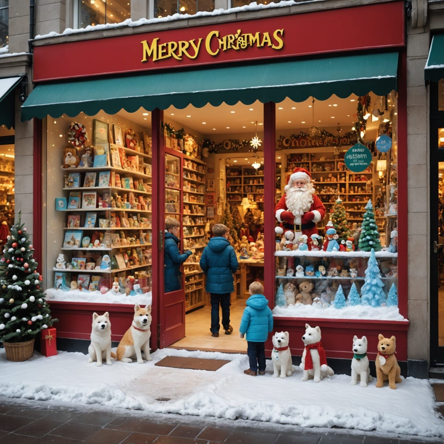 Whimsical Winter Wonderland Toy Store Scene