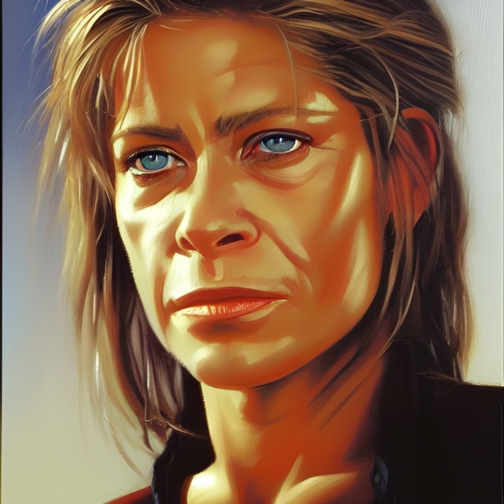 Sarah Connor Portrait in Oil Painting Style