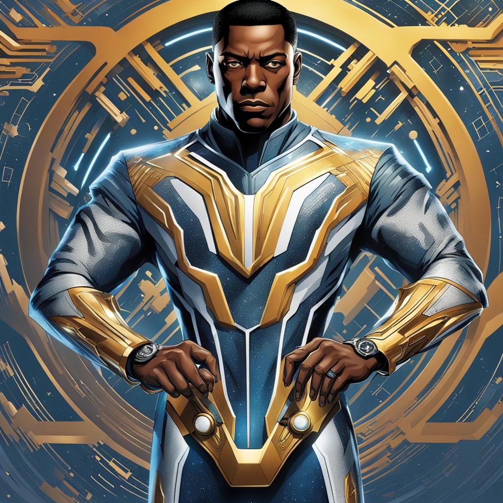 Futuristic African American Speedster Traversing the Cosmos