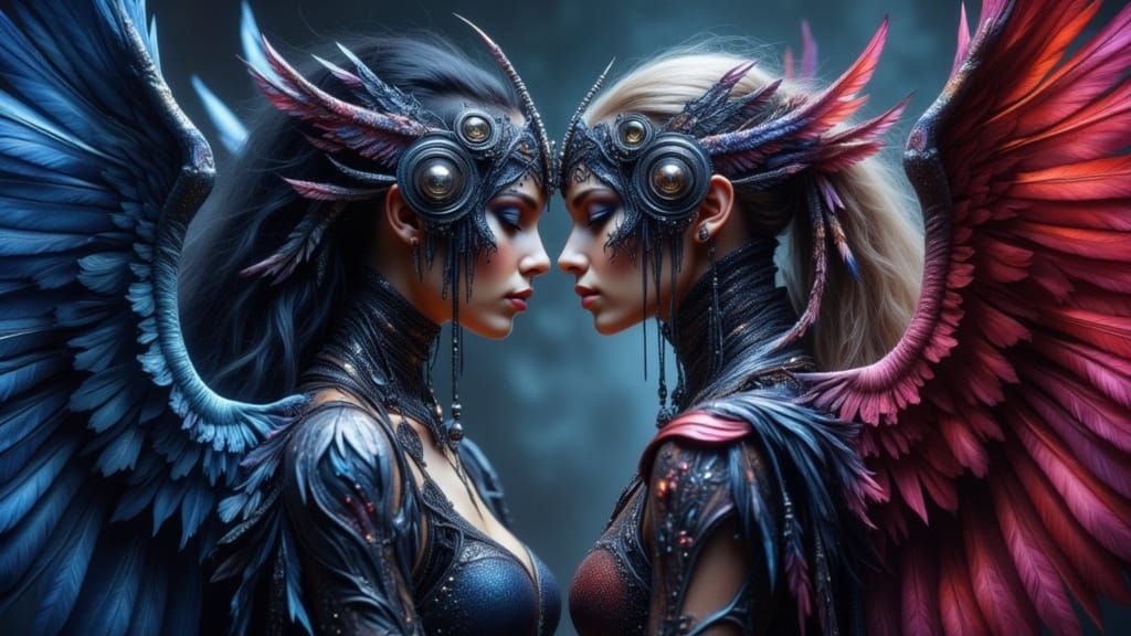 Dark Angels in Cosmic Attire: Digital Rendering