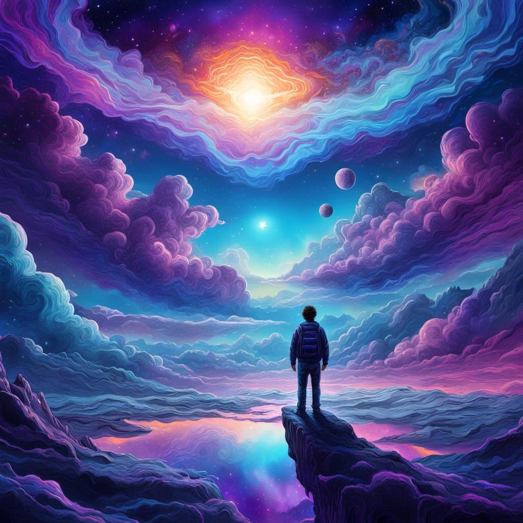 Surreal Cosmic Person in Space, Holographic Art