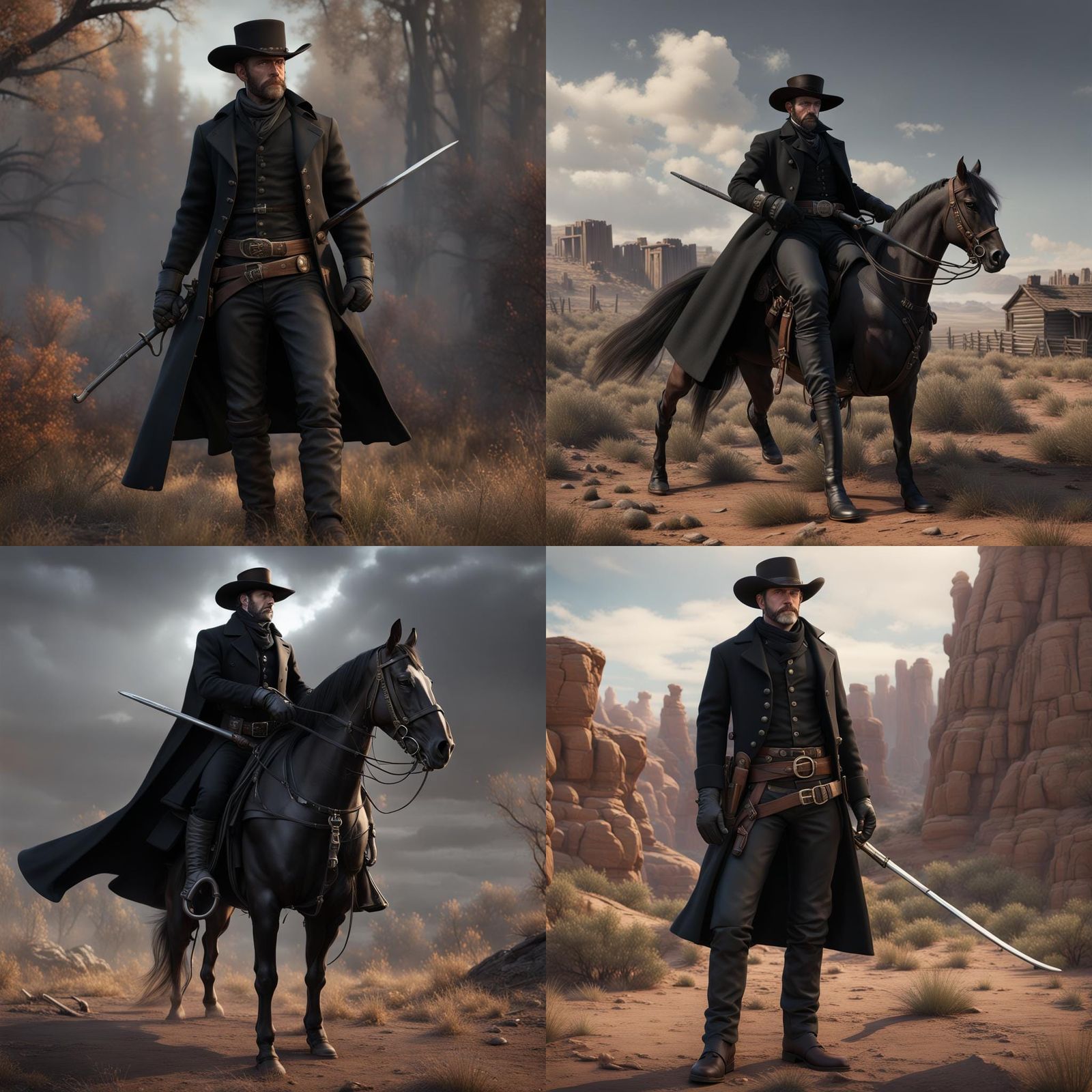 1870s Cowboy with Sabre: Detailed Matte Painting